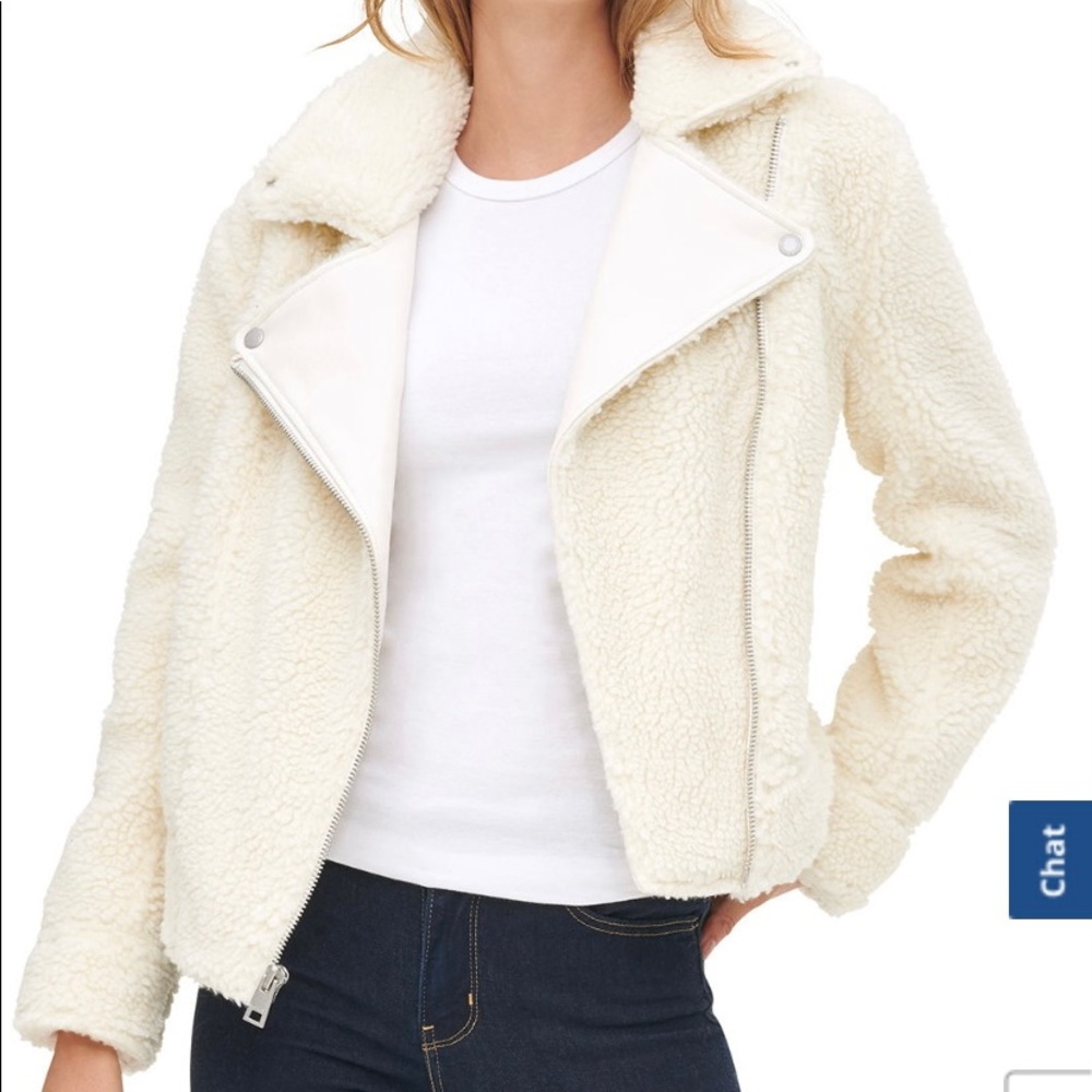 Levi’s faux fur biker jacket. Large